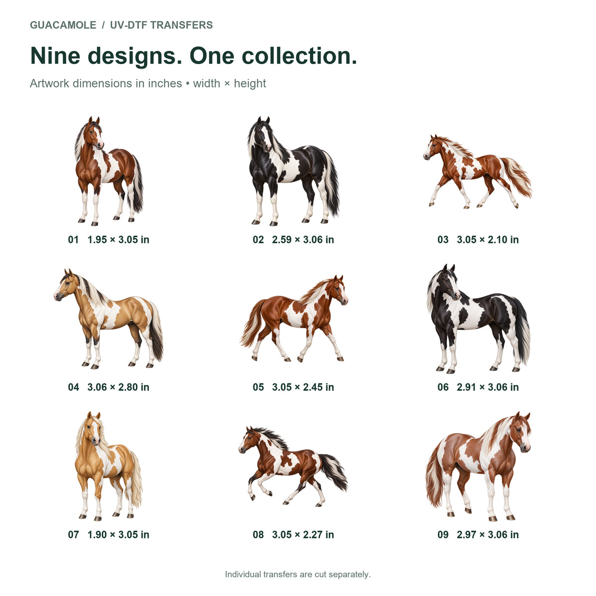 American Paint Horses — Nine designs and sizes
