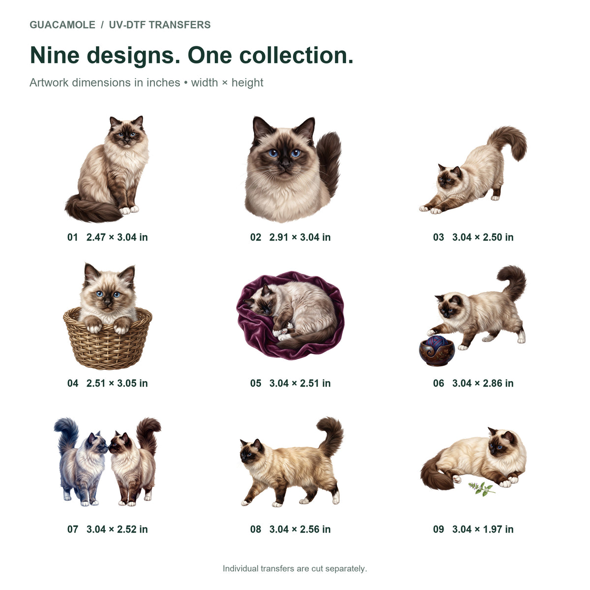 Birman Cats — Nine designs and sizes