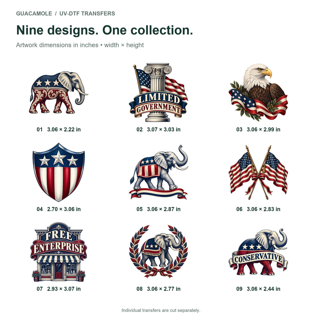 Republican Symbols — Nine designs and sizes
