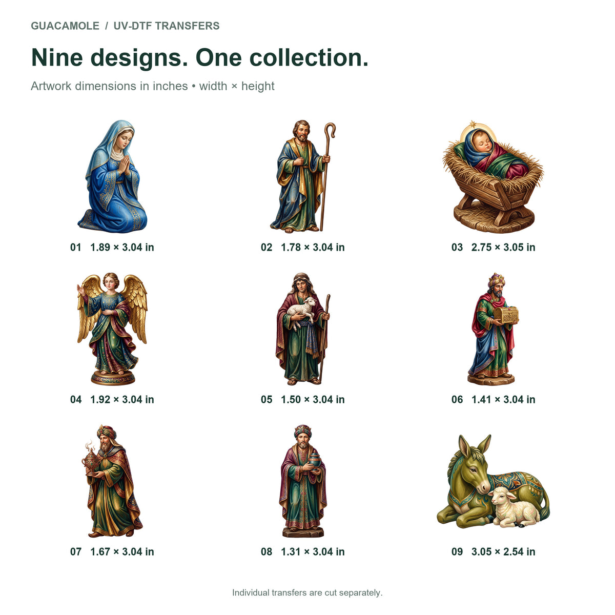 Nativity Figurines — Nine designs and sizes
