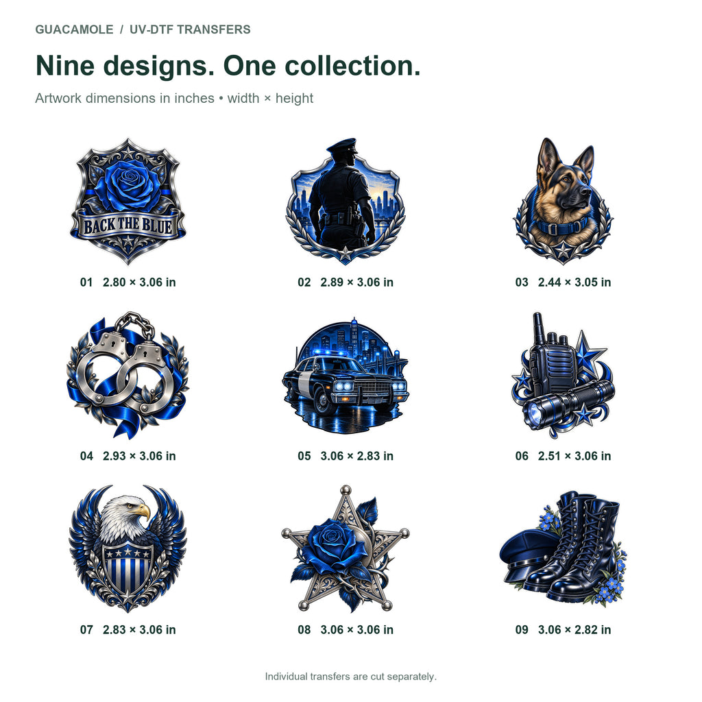 Back the Blue - Watch and Honor — Nine designs and sizes