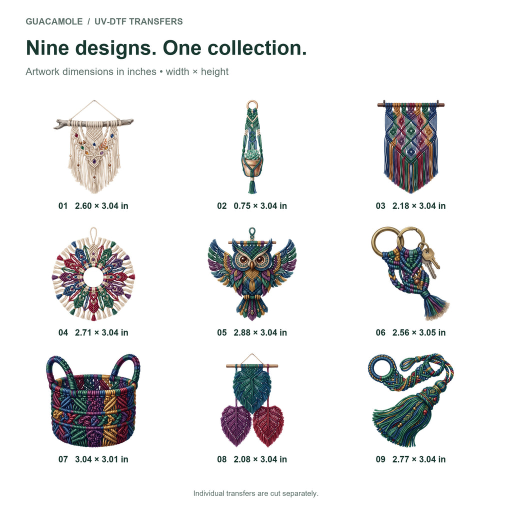 Macrame Wall Hangings — Nine designs and sizes