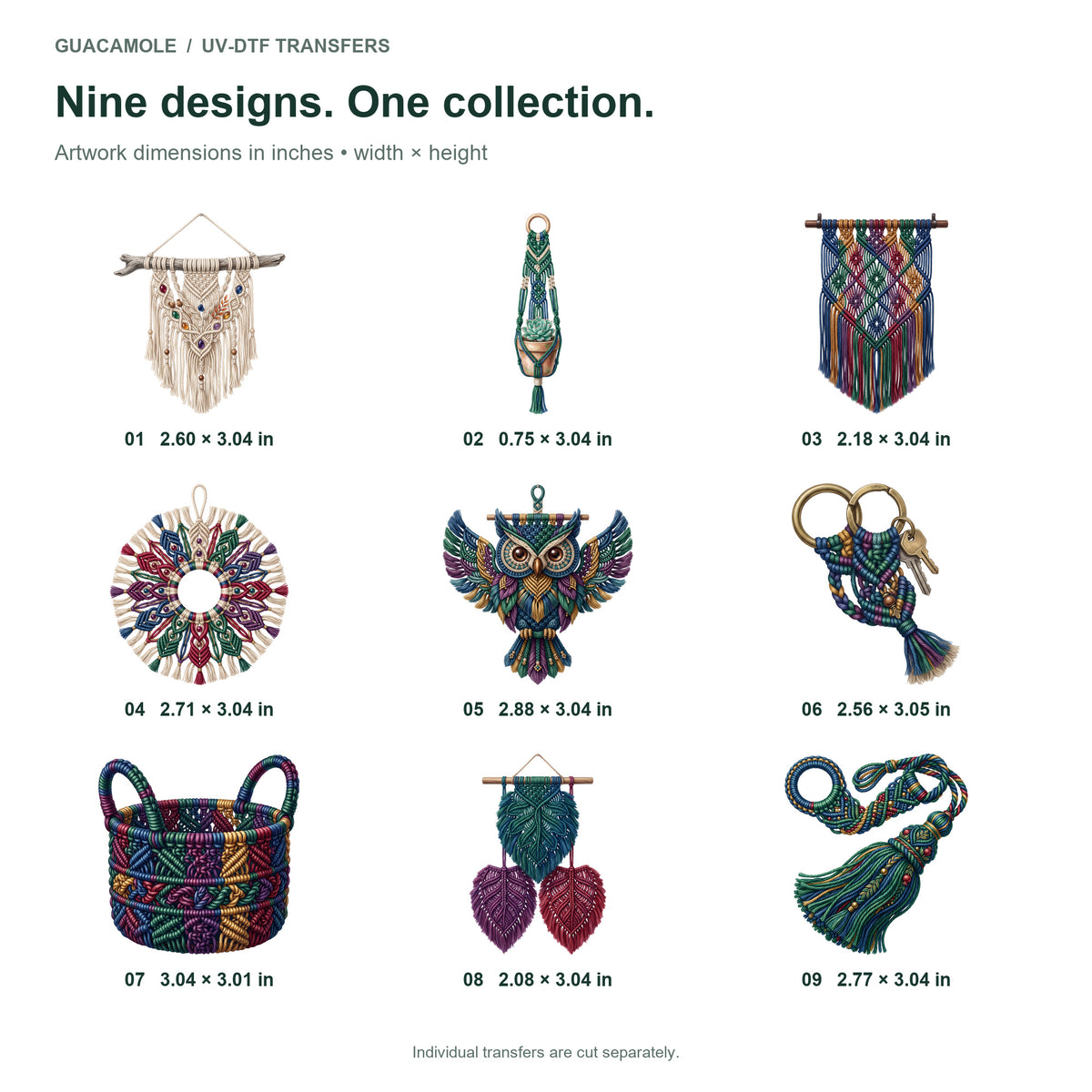Macrame Wall Hangings — Nine designs and sizes
