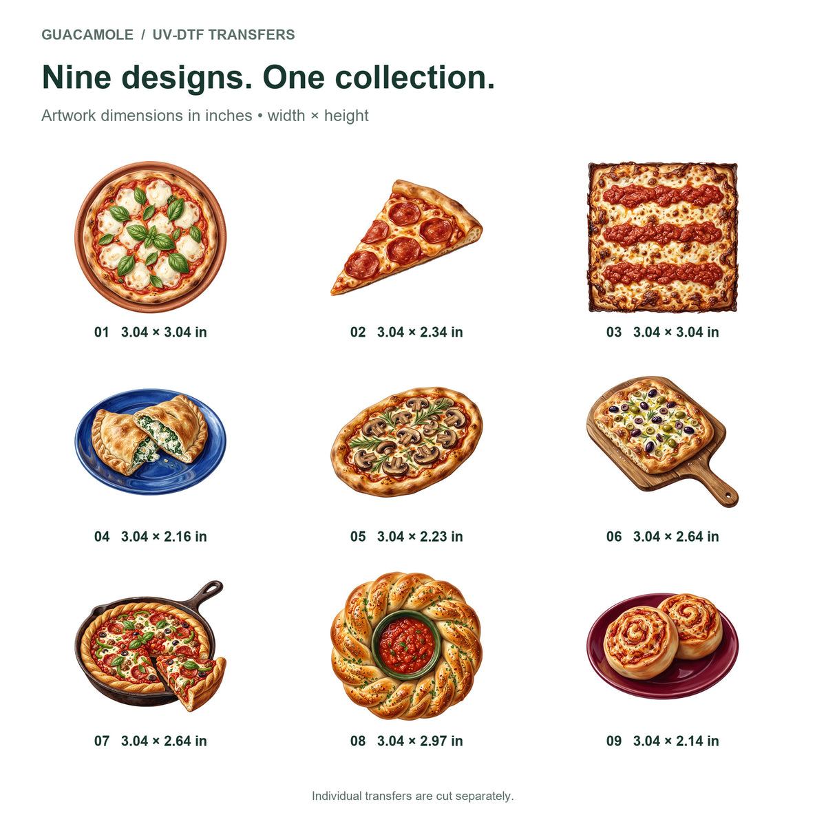 Pizza Parlor Favorites — Nine designs and sizes