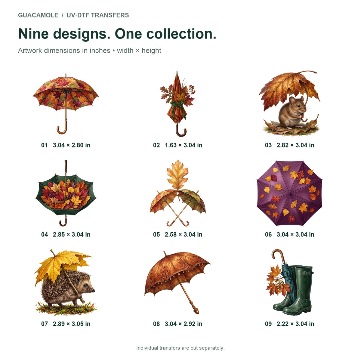 Fall Leaf Umbrellas — Nine designs and sizes