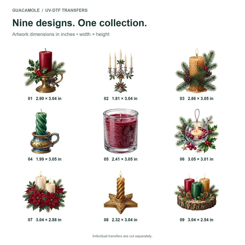 Christmas Candles — Nine designs and sizes