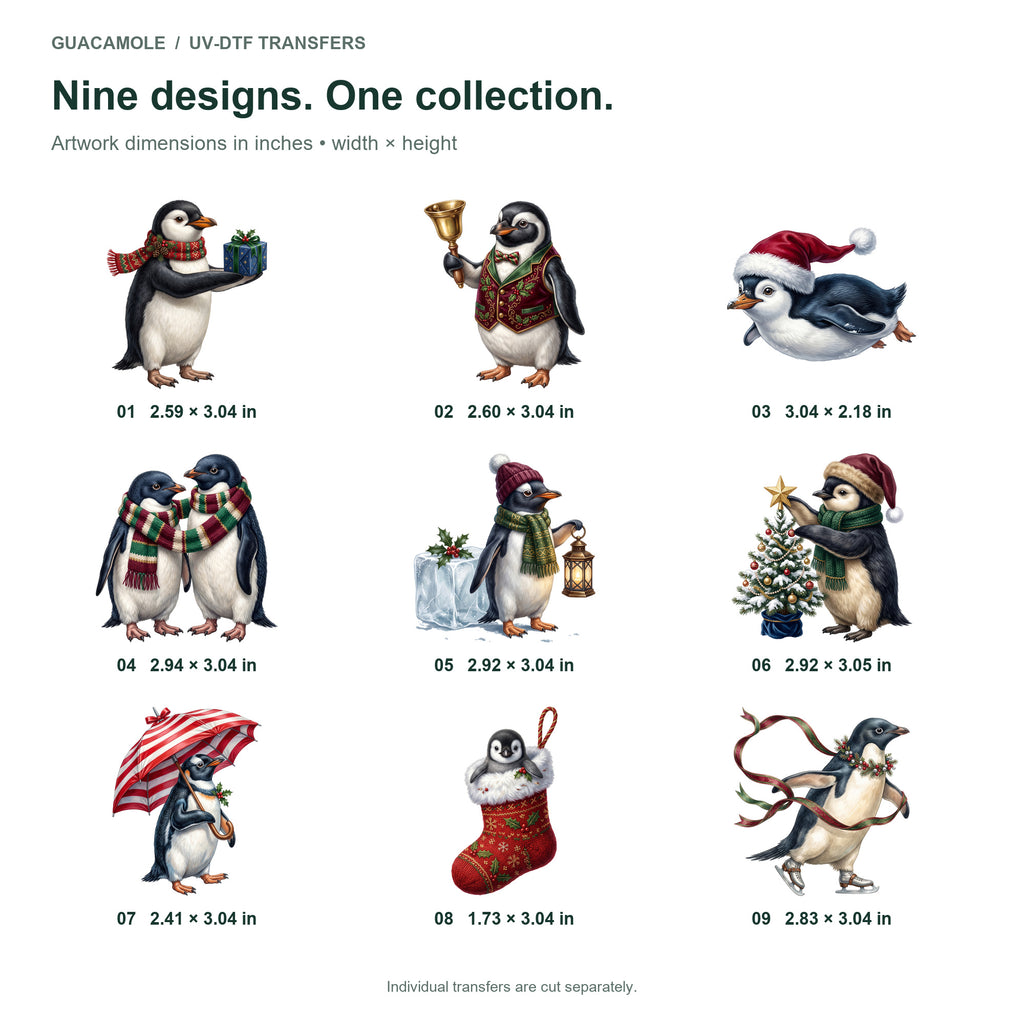 Penguin Christmas Party — Nine designs and sizes