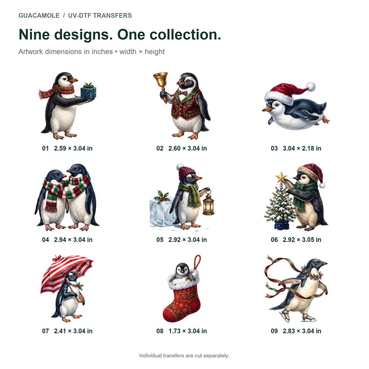 Penguin Christmas Party — Nine designs and sizes