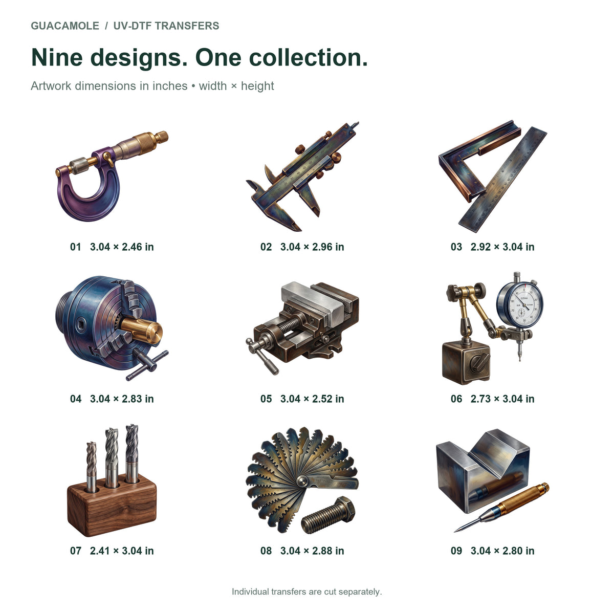 Machinist Precision Tools — Nine designs and sizes