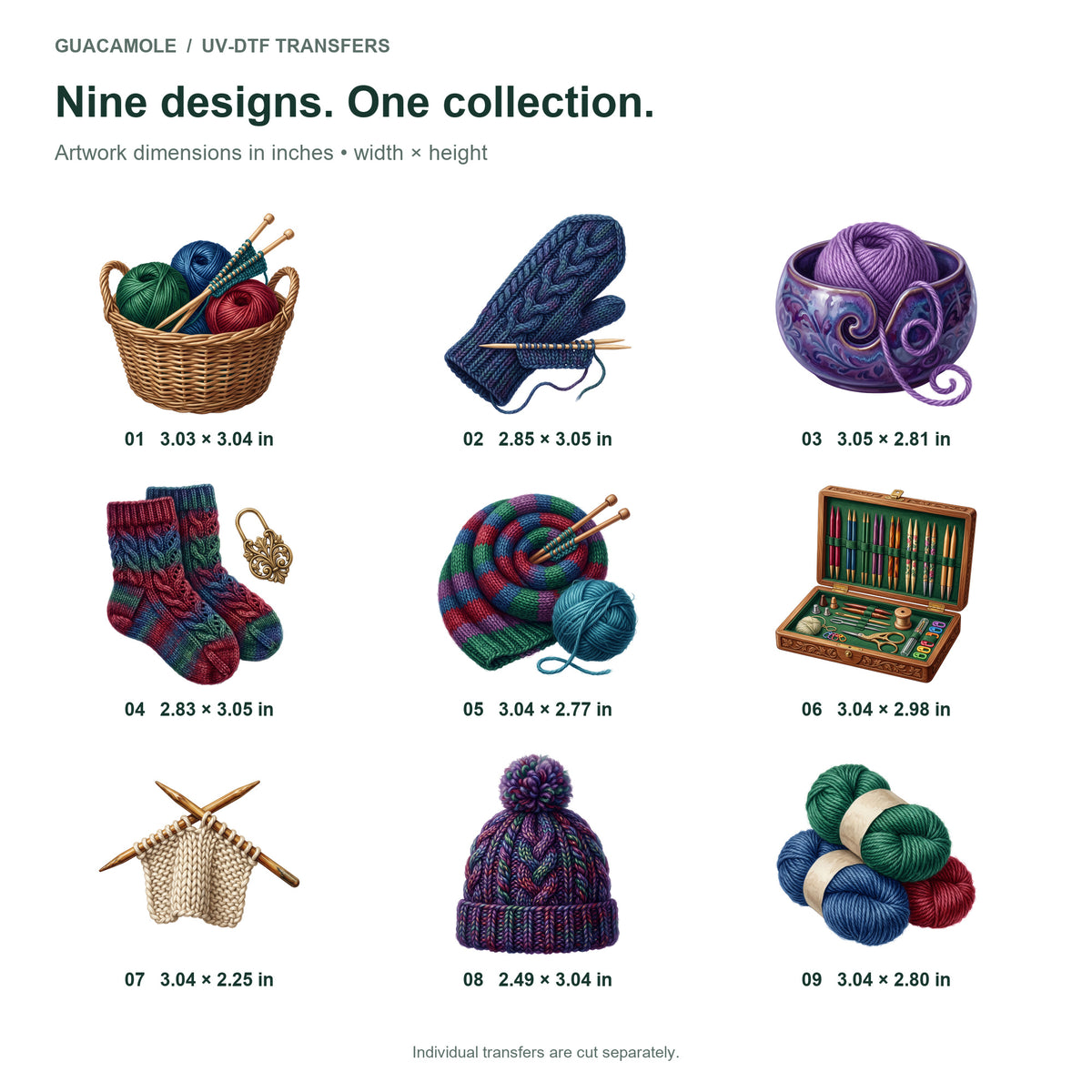 Knitting Basket Days — Nine designs and sizes