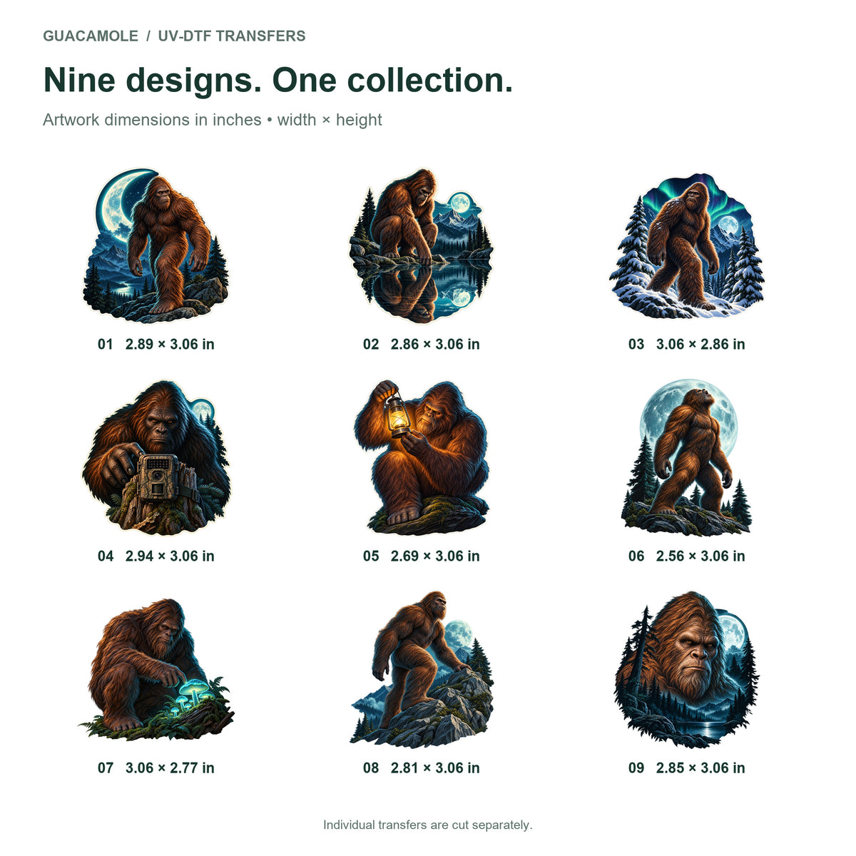 Bigfoot - Moonlight Mysteries — Nine designs and sizes