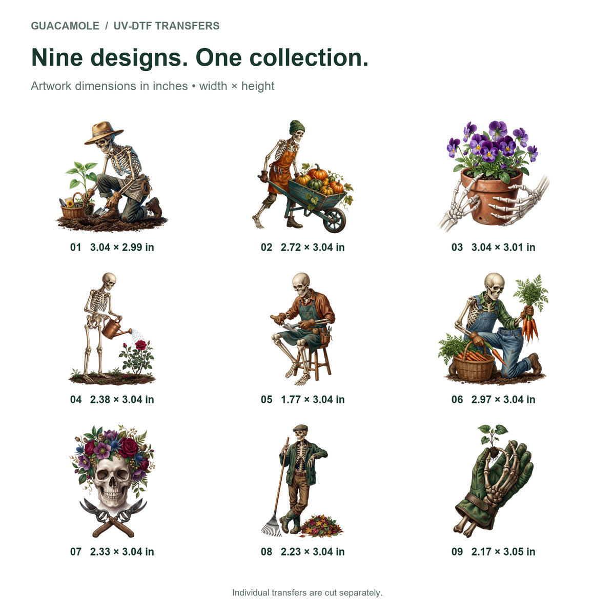 Skeleton Gardeners — Nine designs and sizes