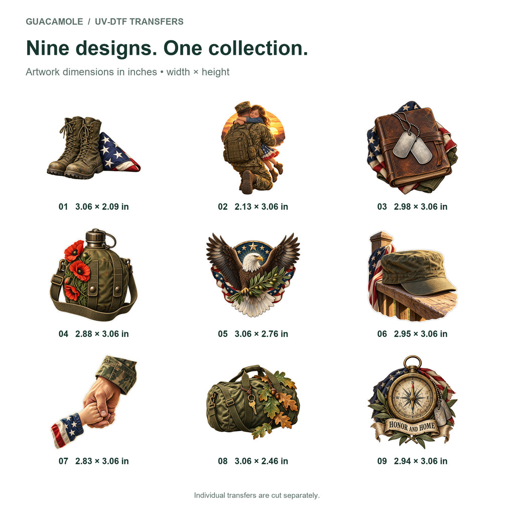 Honor and Home - Quiet Service — Nine designs and sizes