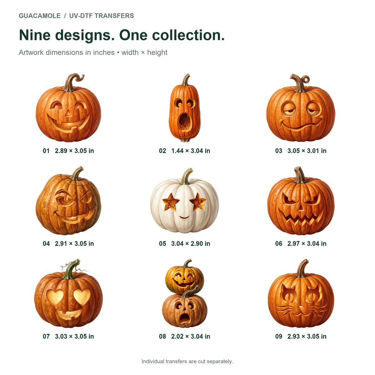 Pumpkin Carving Faces — Nine designs and sizes
