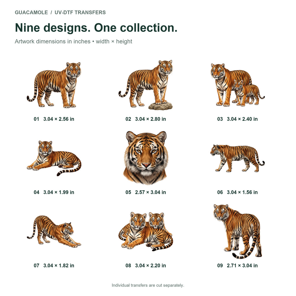 Tiger Jungle Majesty — Nine designs and sizes