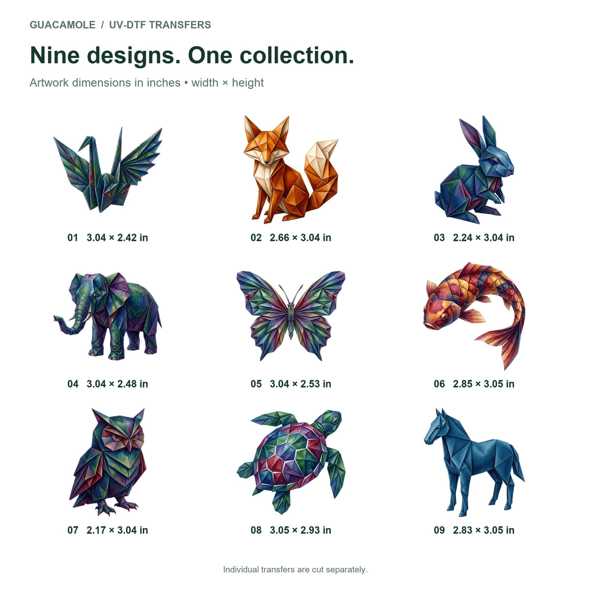Origami Animal Foldings — Nine designs and sizes