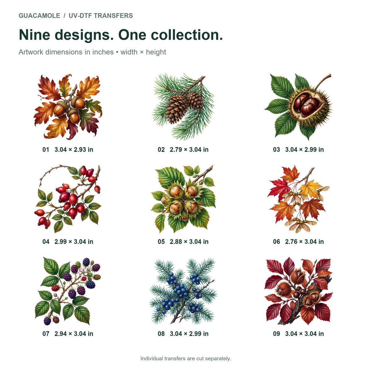 Woodland Treasures — Nine designs and sizes