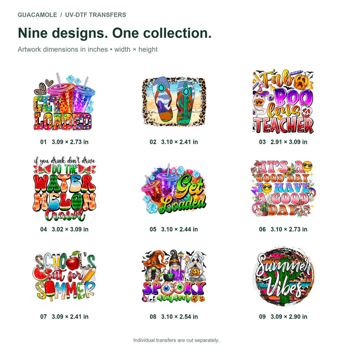 Summer - School Out and Good Vibes — Nine designs and sizes