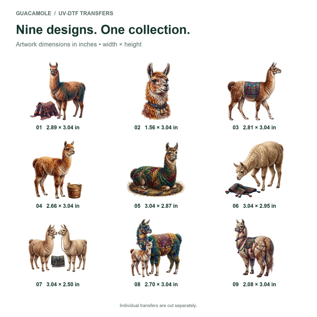 Llama Caravan — Nine designs and sizes