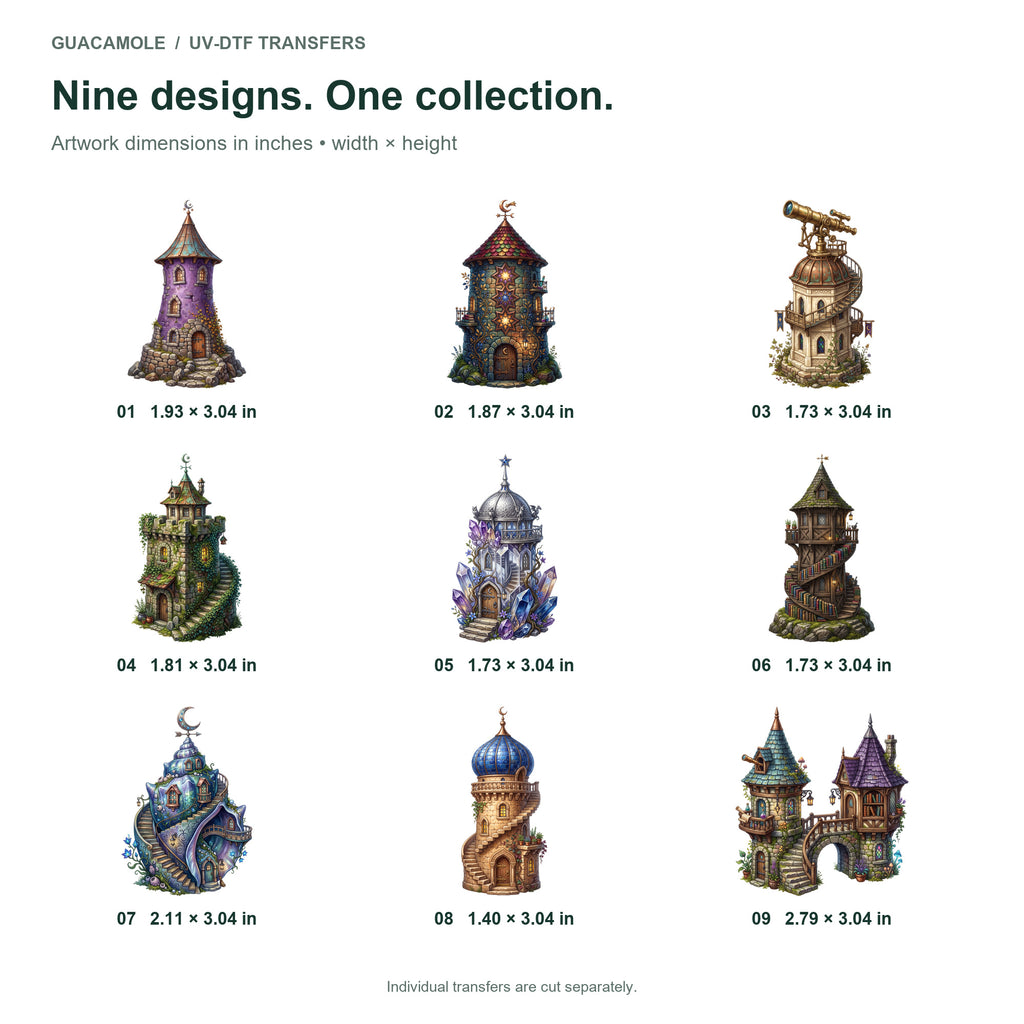 Tiny Wizard Towers — Nine designs and sizes