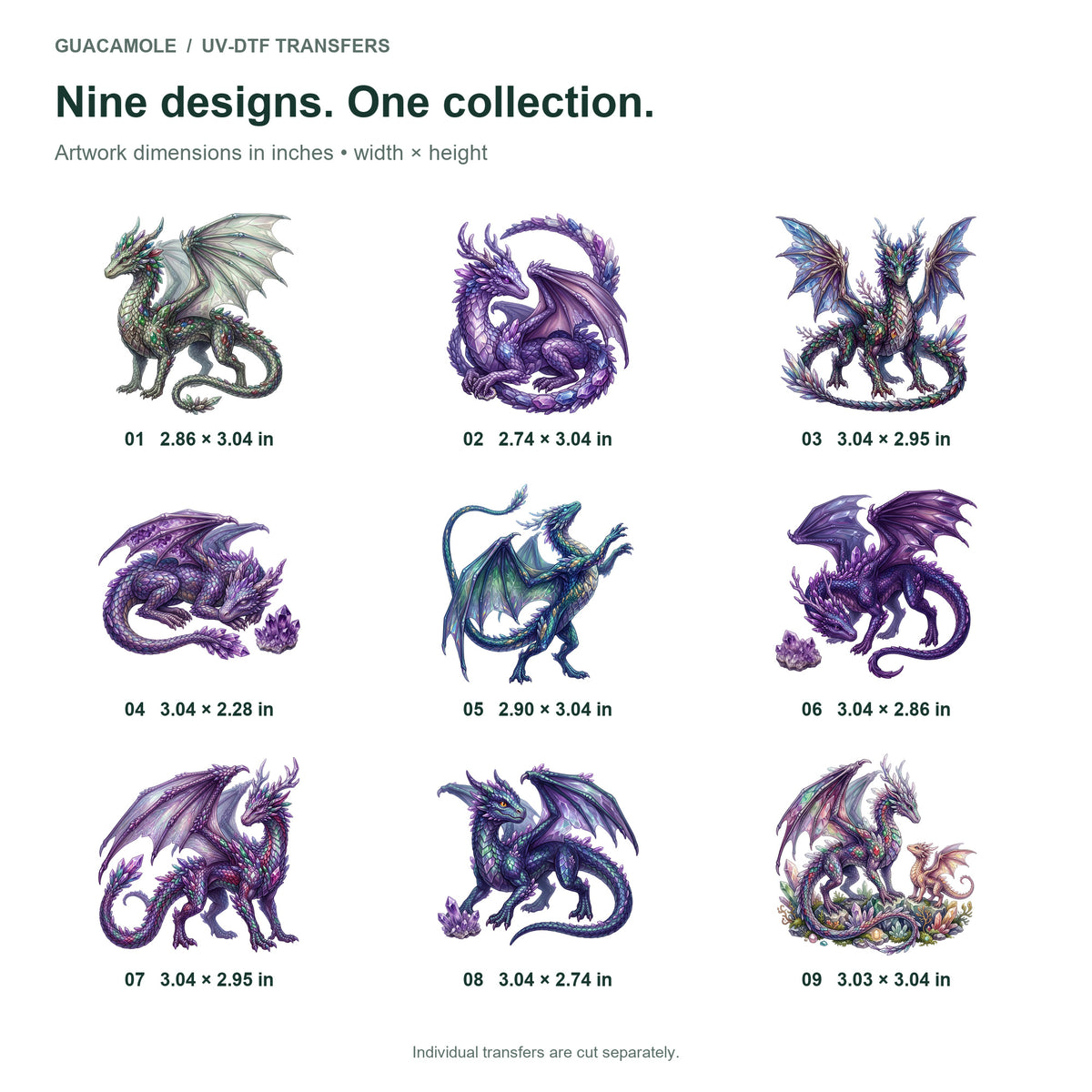 Crystal Cave Dragons — Nine designs and sizes