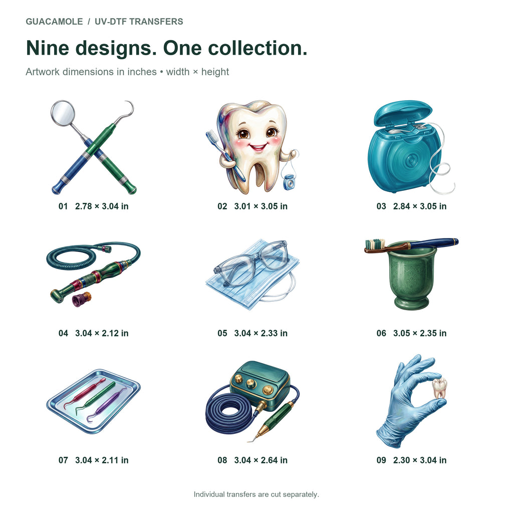 Dental Hygienist Toolkit — Nine designs and sizes
