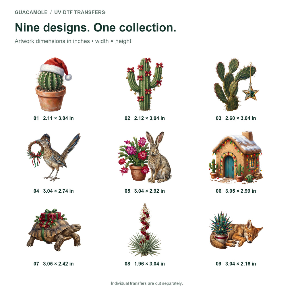 Desert Cactus Christmas — Nine designs and sizes