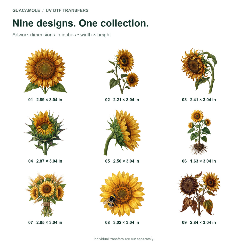 Sunflower Botanicals — Nine designs and sizes