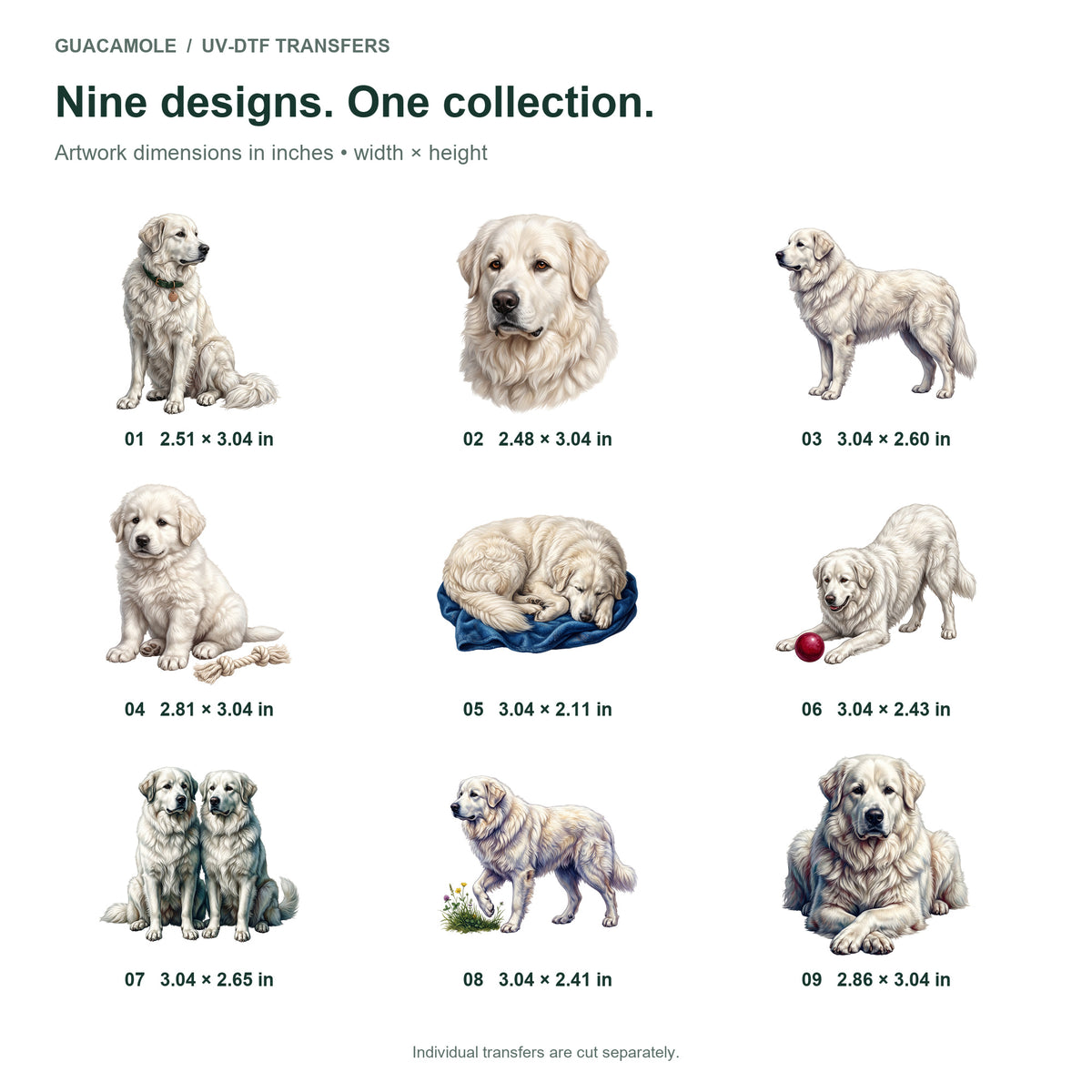 Great Pyrenees — Nine designs and sizes