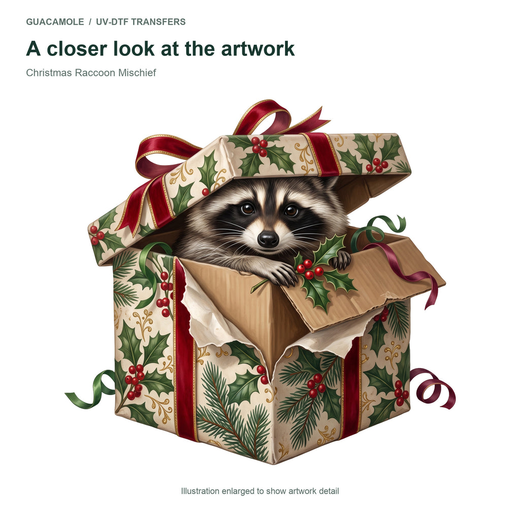 Christmas Raccoon Mischief — Artwork detail