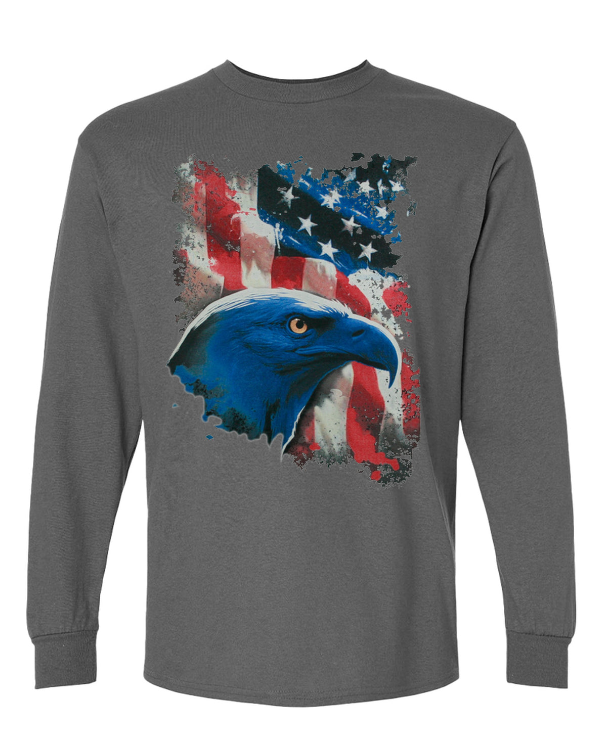 Eagle Flag Freedom Patriot Abd? - Long Sleeve Tee - Charcoal