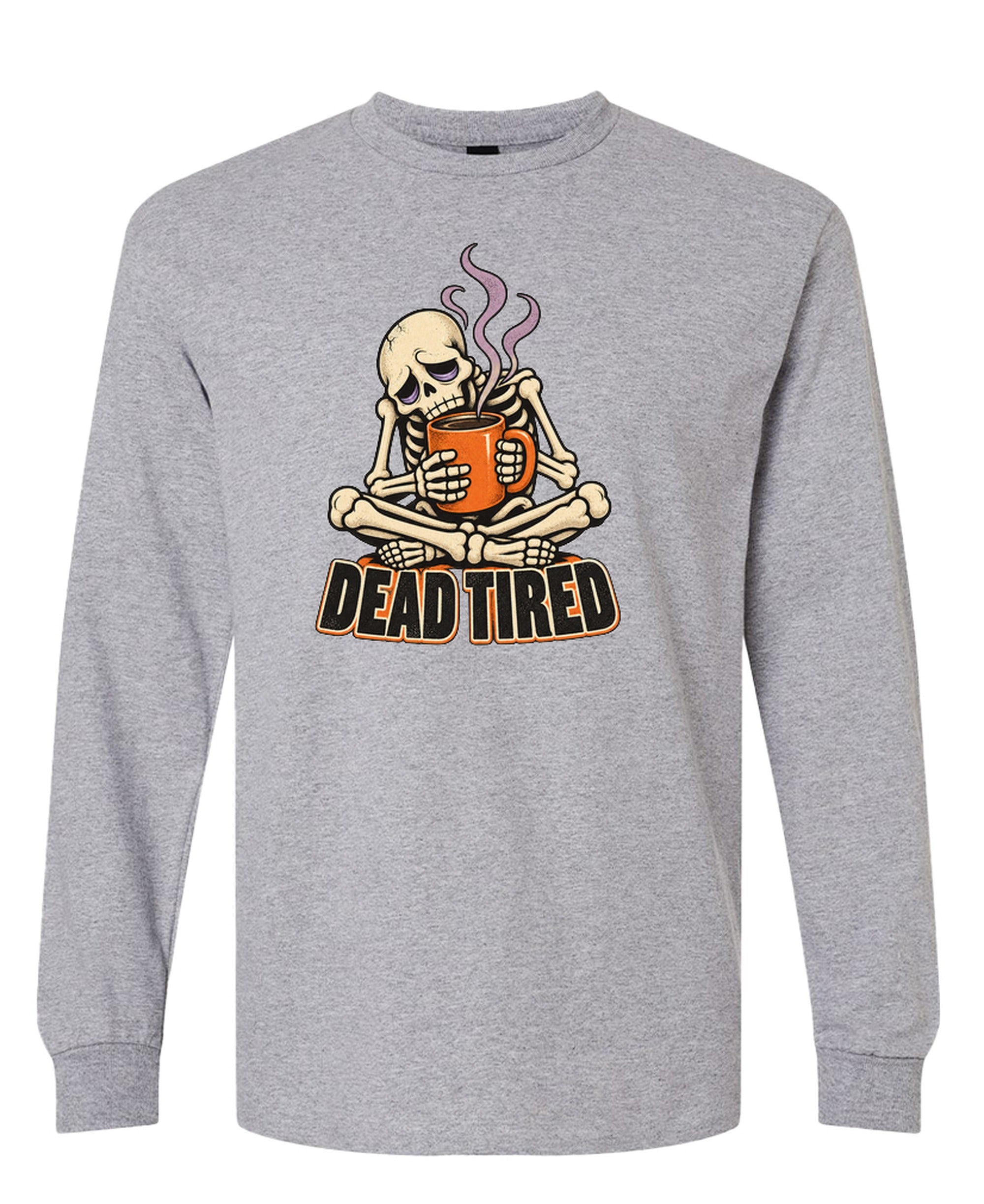 Dead Tired Skeleton - Long Sleeve Tee - Sport Grey