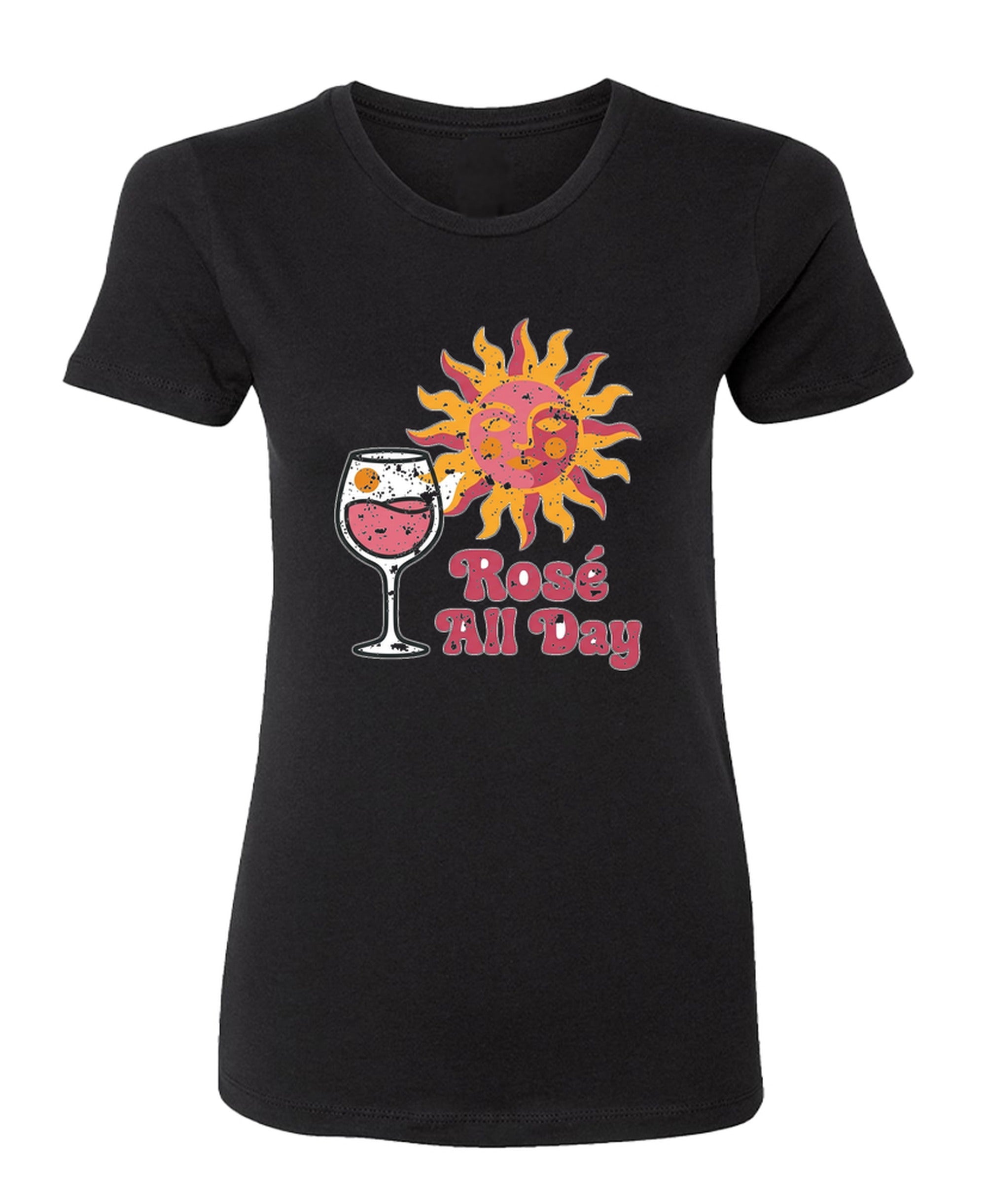 Rosé All Day - Ladies Boyfriend Tee - Black