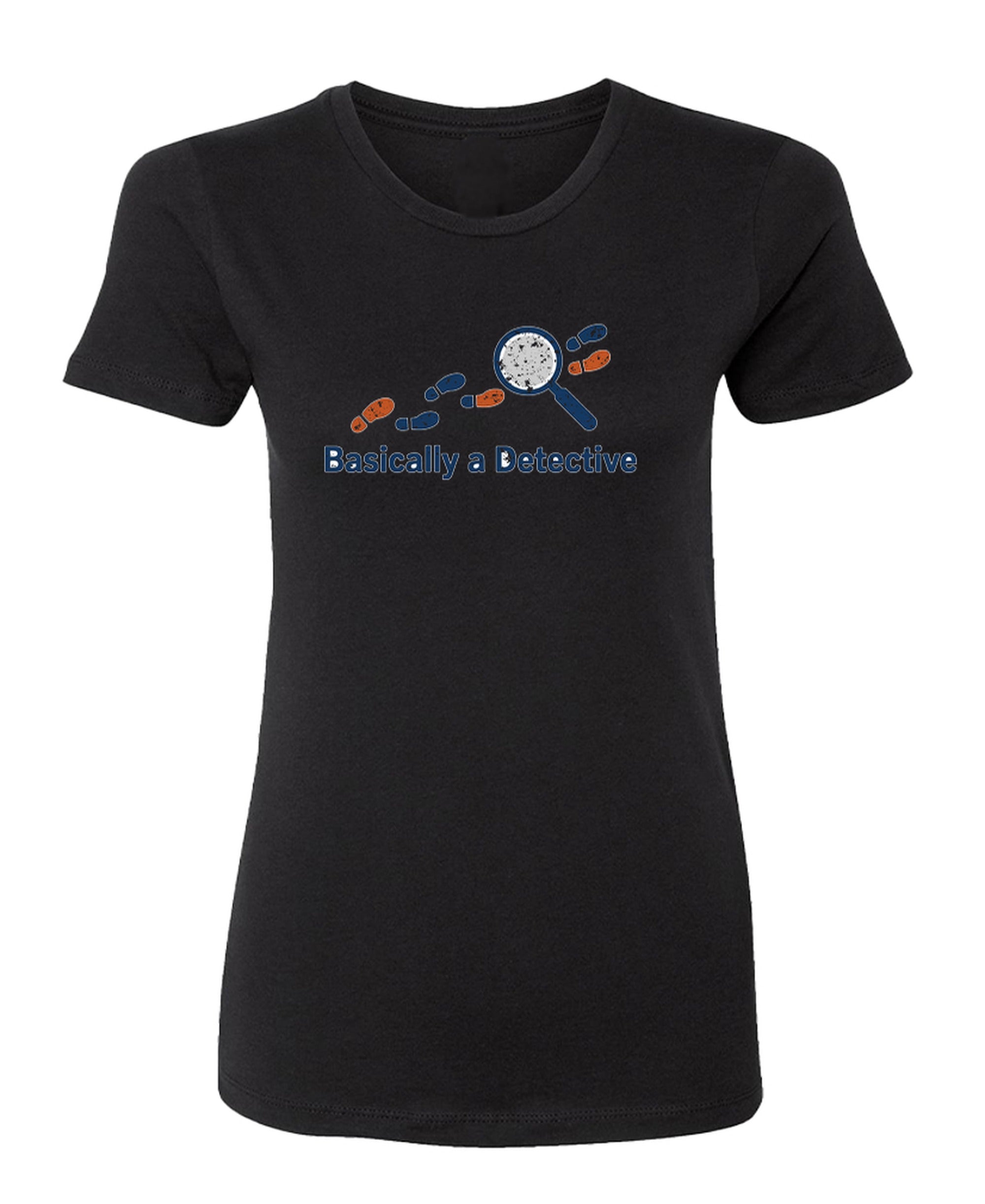 Basically A Detective - Ladies Boyfriend Tee - Black