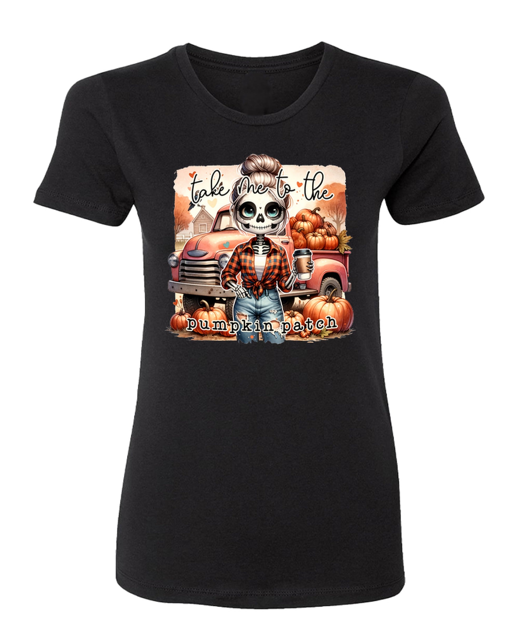 Take Me To Pumpkin Patch - Ladies Boyfriend Tee - Black