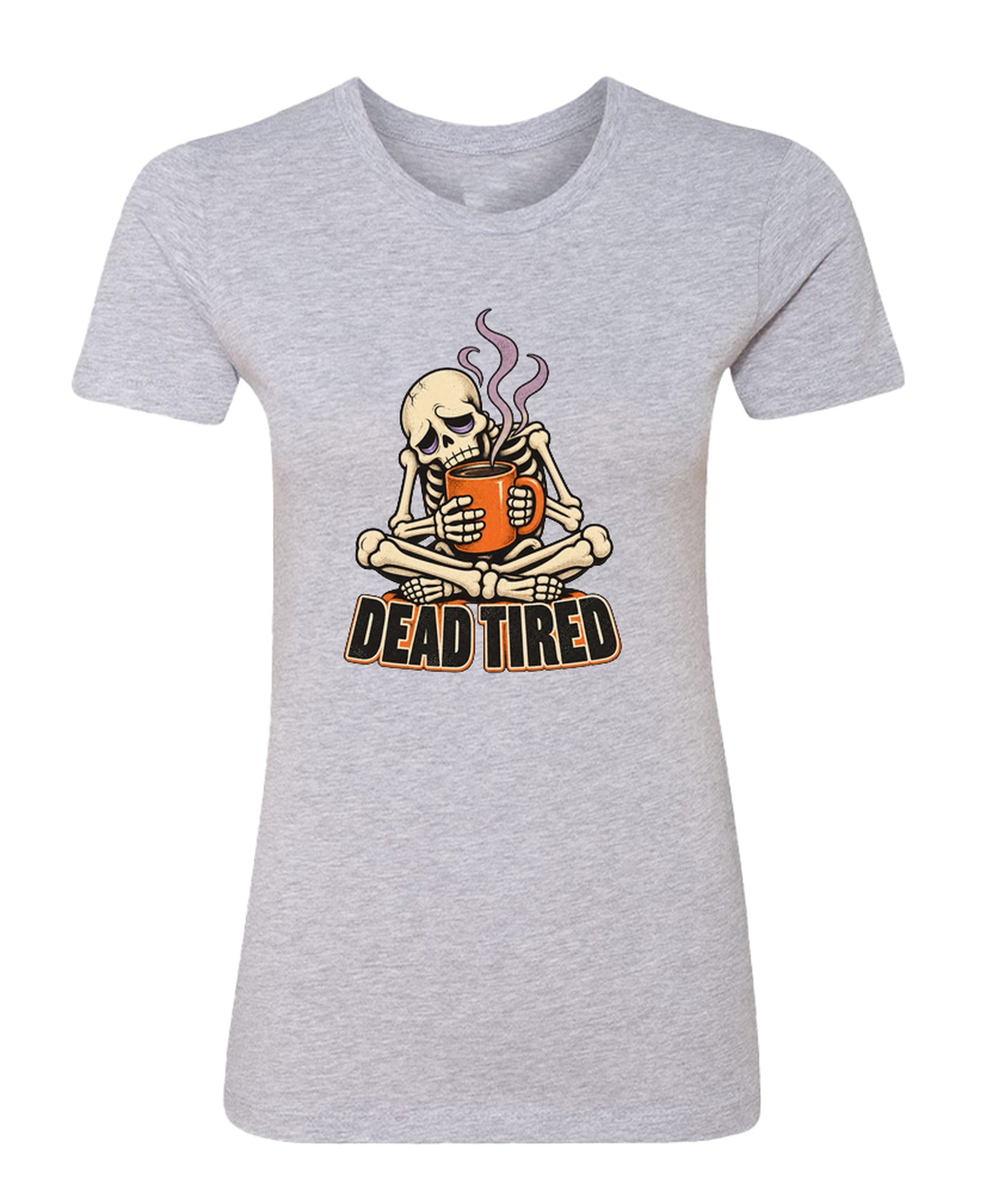 Dead Tired Skeleton - Ladies Boyfriend Tee - Sport Grey