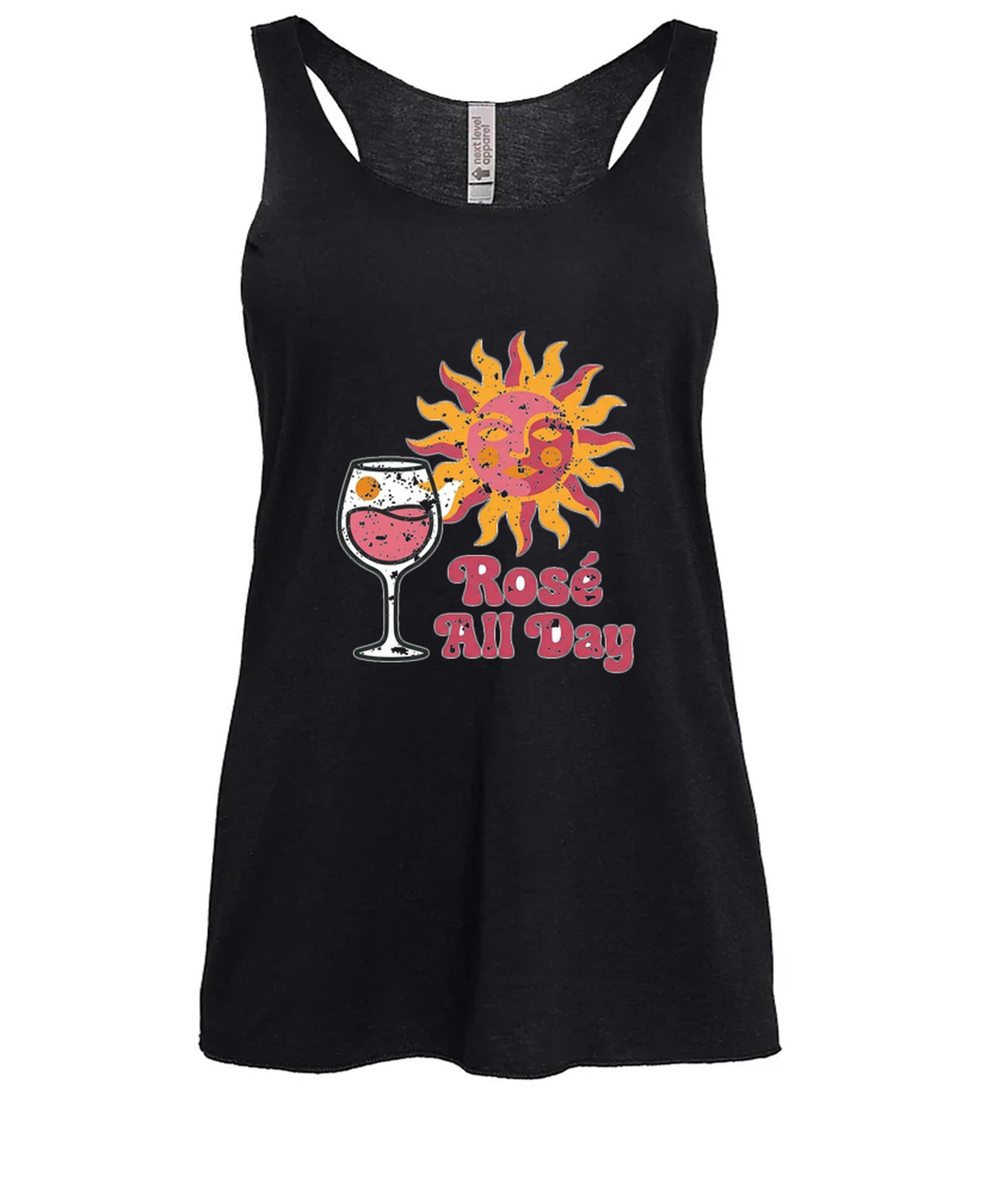 Rosé All Day - Ladies Racerback Tank - Black