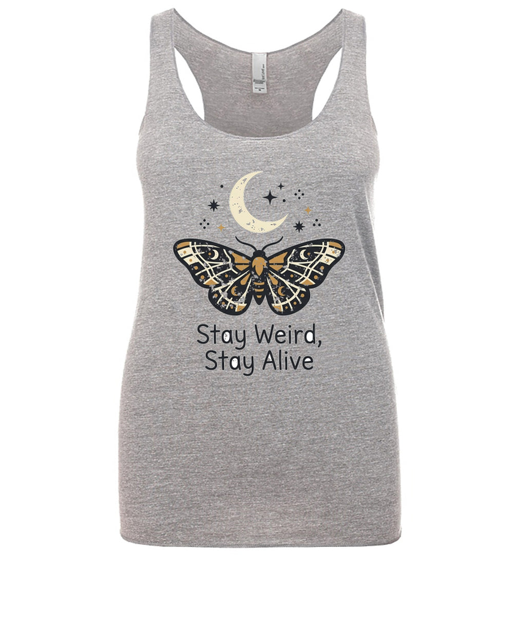 Stay Weird, Stay Alive - Ladies Racerback Tank - Premium Heather