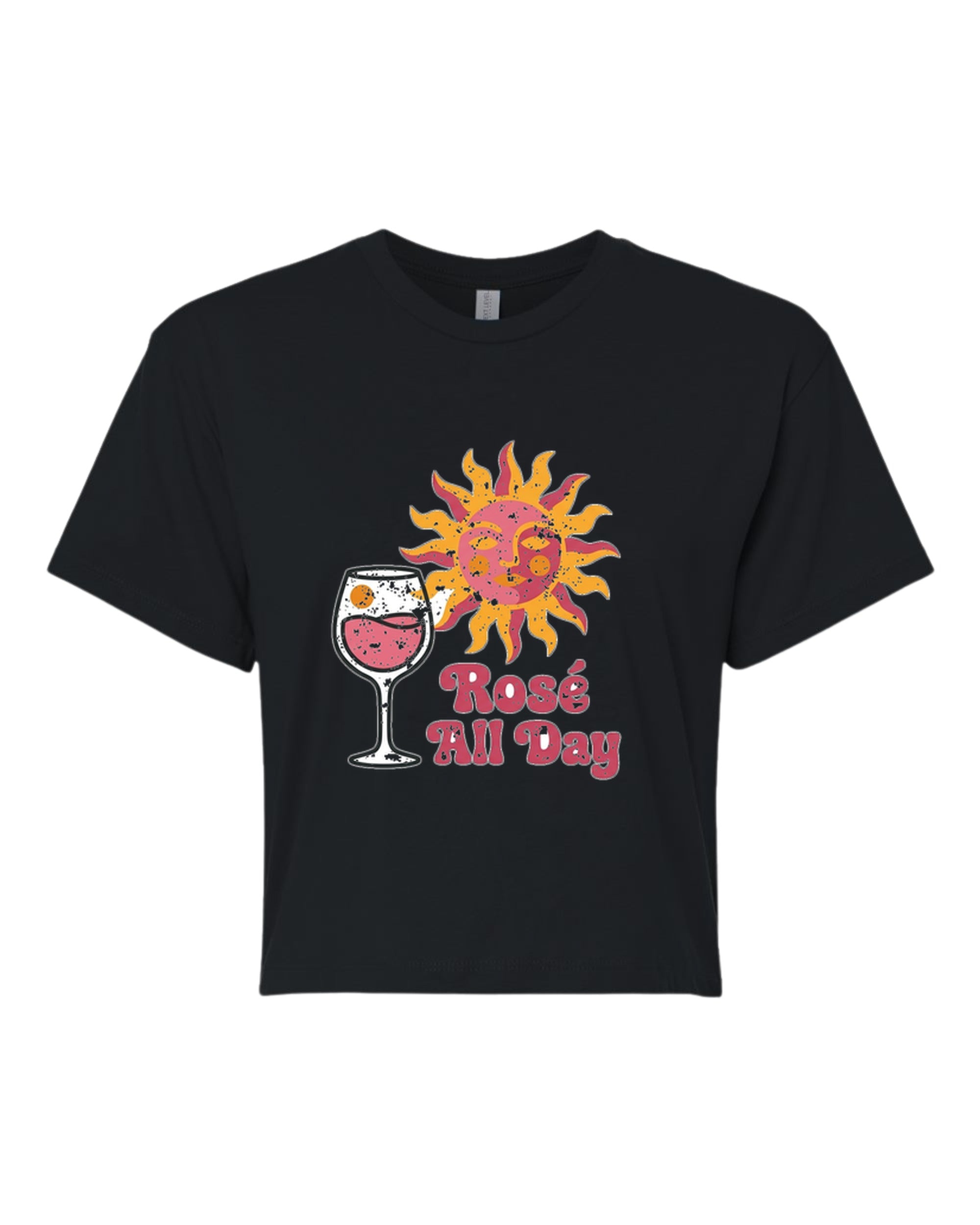 Rosé All Day - NL Crop Top - Black