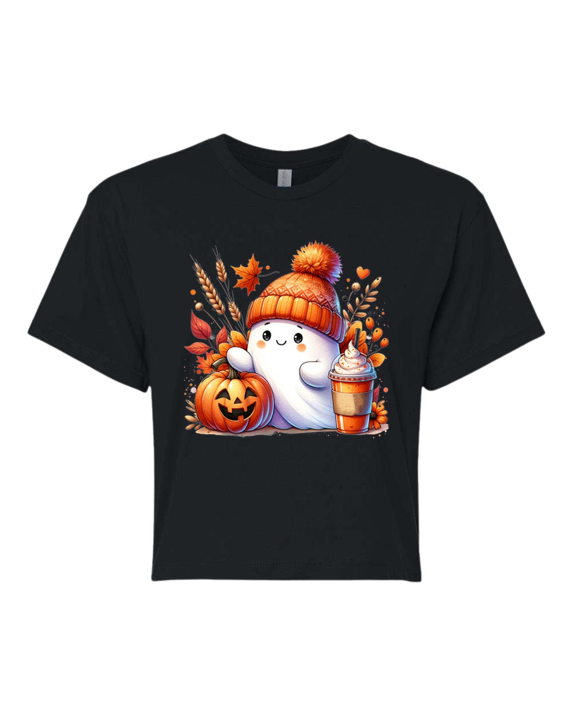 Cute Fall Ghost - NL Crop Top - Black
