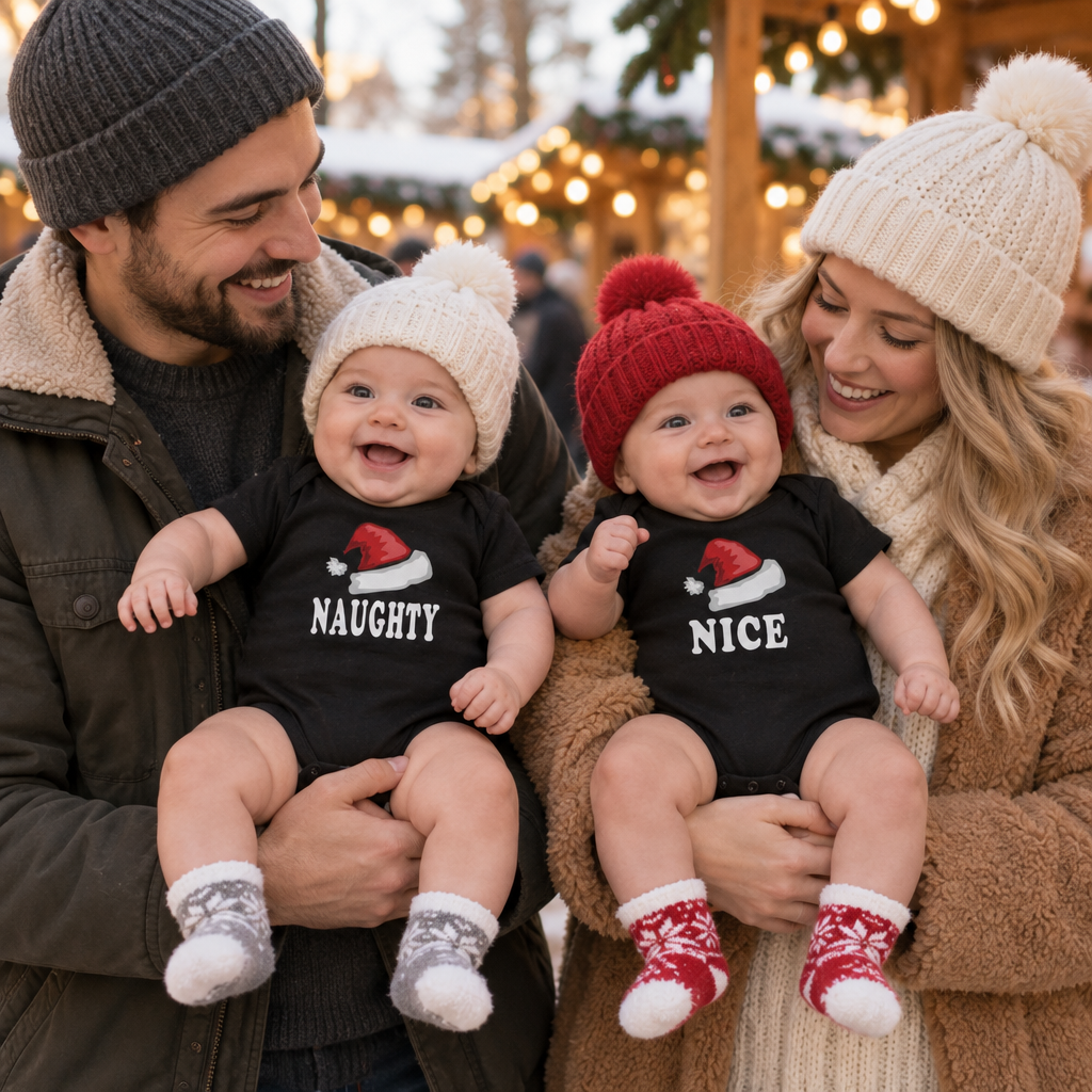 Naughty and Nice — Black Two Infant Bodysuit Set — lifestyle alt