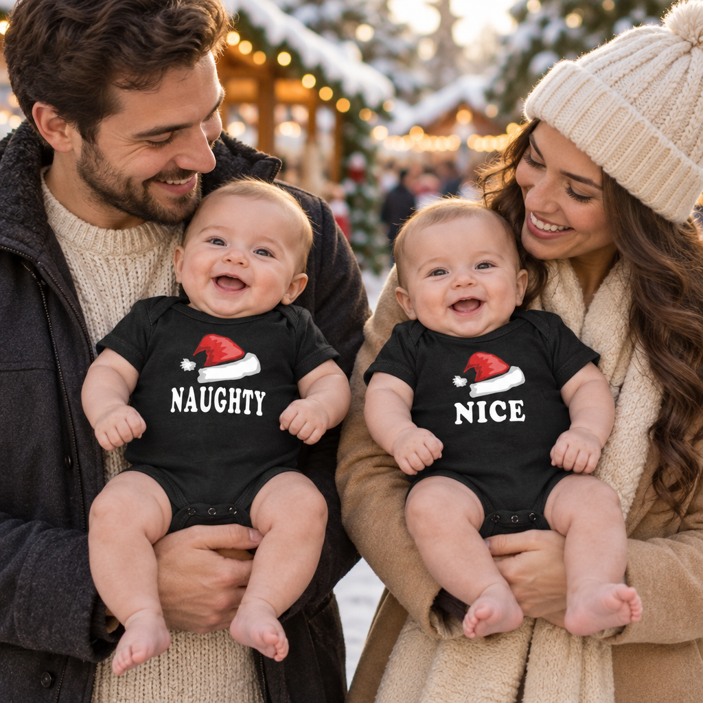 Naughty and Nice — Black Two Infant Bodysuit Set — lifestyle hero