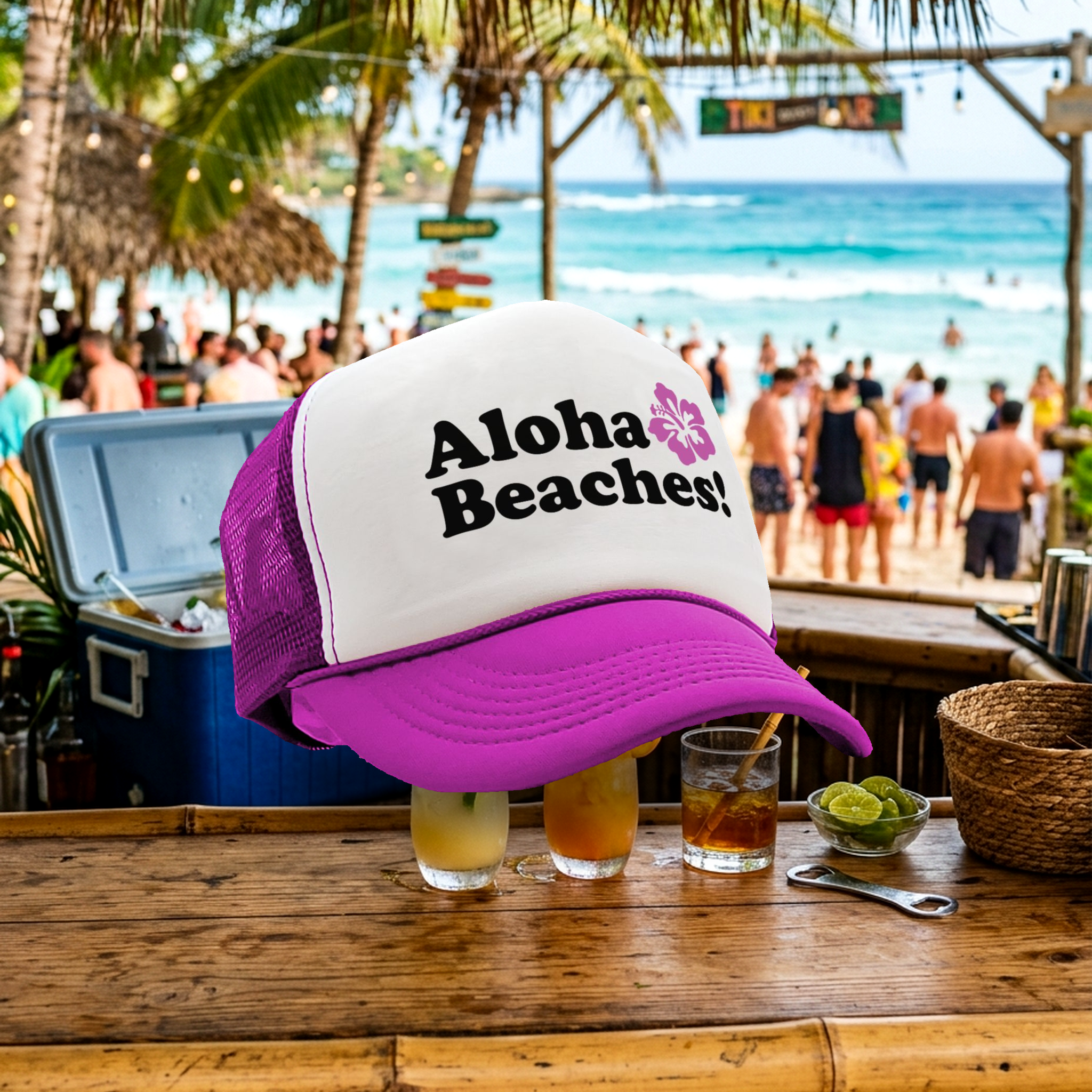 Aloha Beaches - Five Panel Retro Style TRUCKER Cap