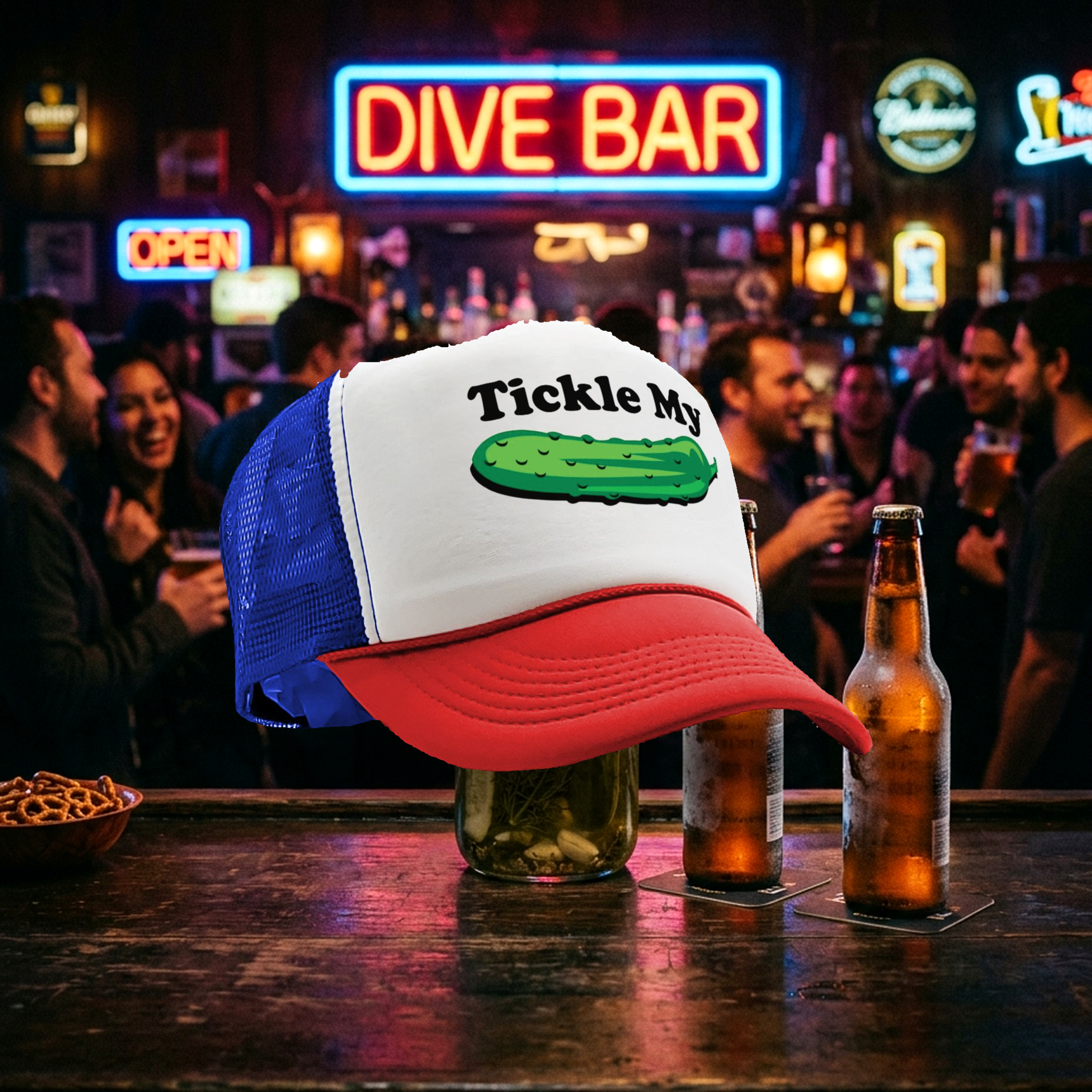 Tickle My Pickle - Five Panel Retro Style TRUCKER Cap