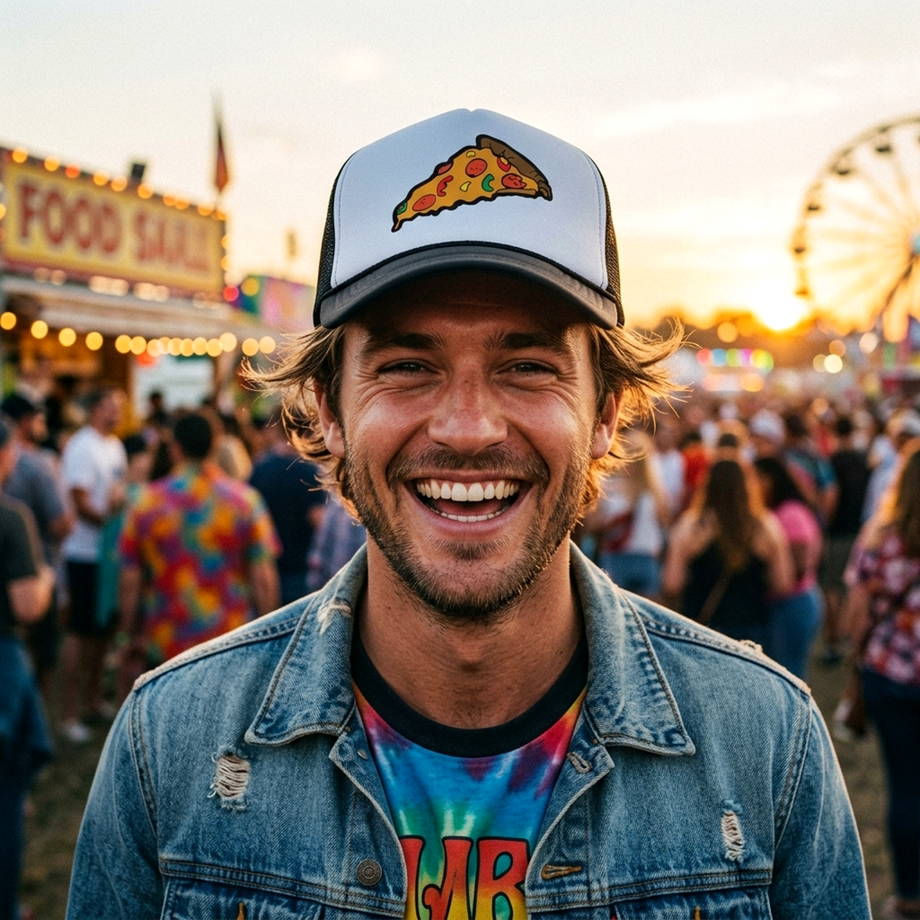 PIZZA SLICE - concession food truck - Five Panel Retro Style TRUCKER Cap