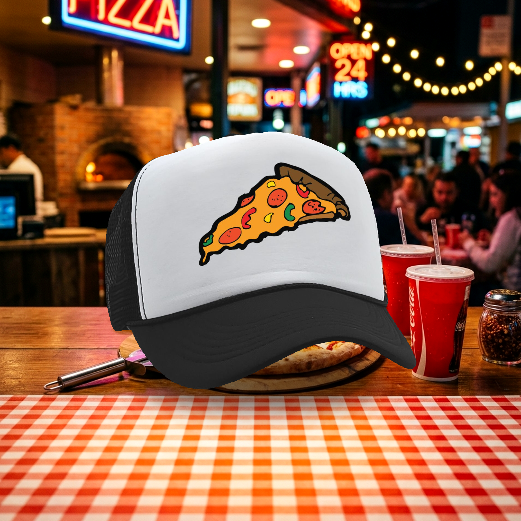 PIZZA SLICE - concession food truck - Five Panel Retro Style TRUCKER Cap