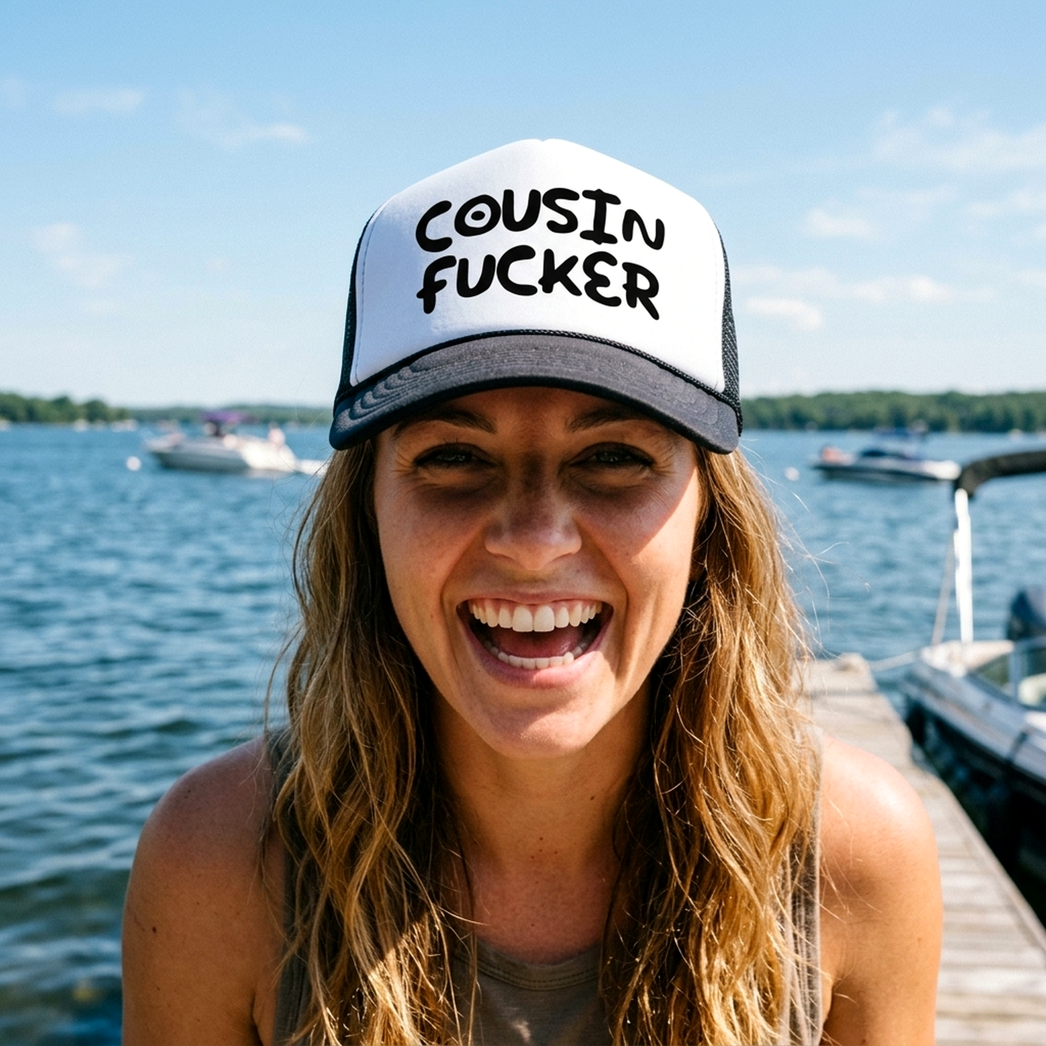 COUSIN F___ER - Five Panel Retro Style TRUCKER Cap