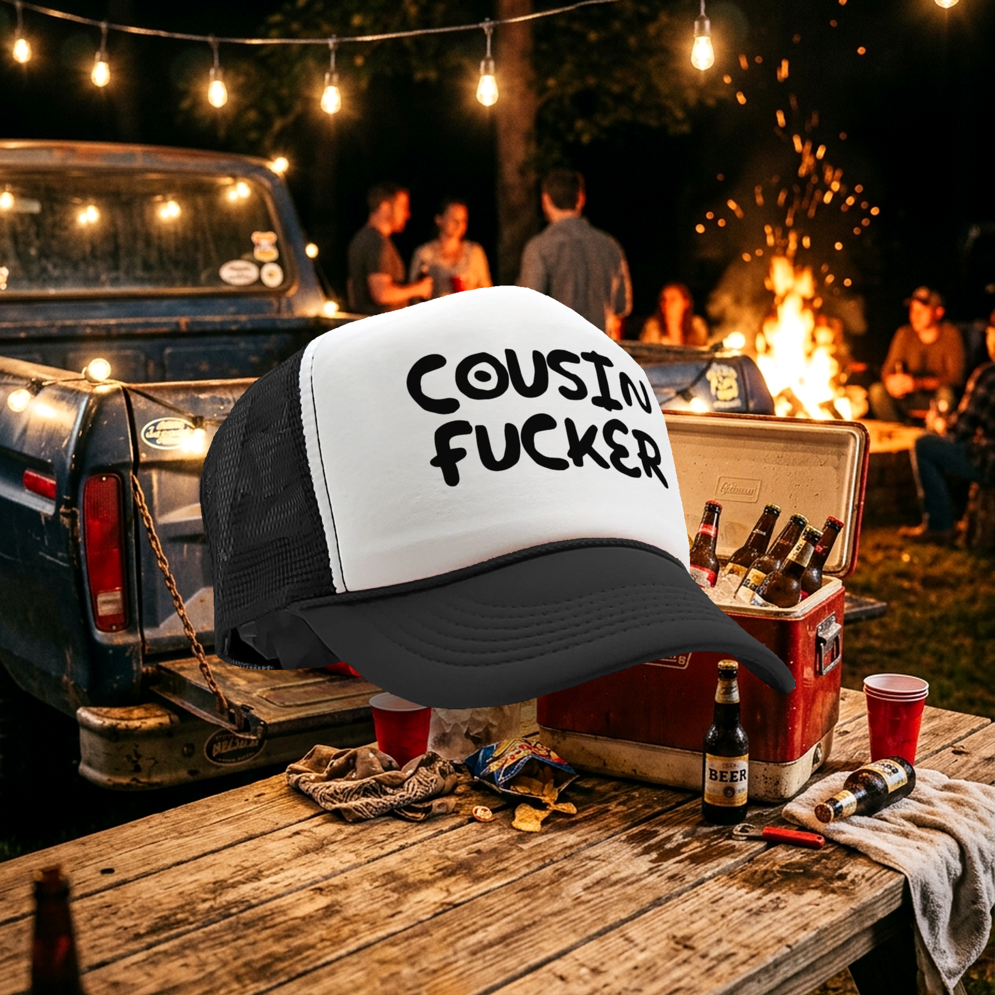 COUSIN F___ER - Five Panel Retro Style TRUCKER Cap