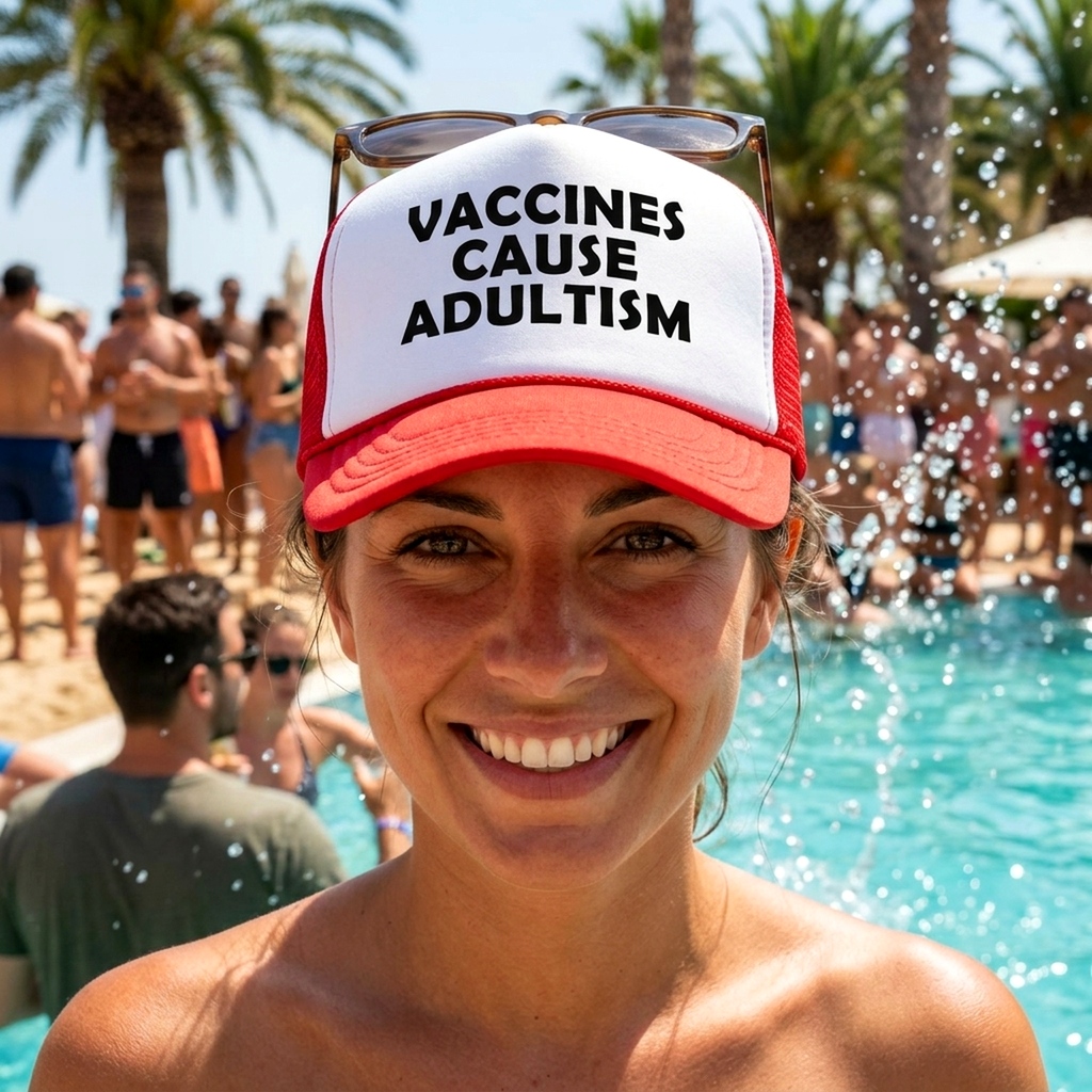 VACCINES CAUSE ADULTISM - Five Panel Retro Style TRUCKER Cap