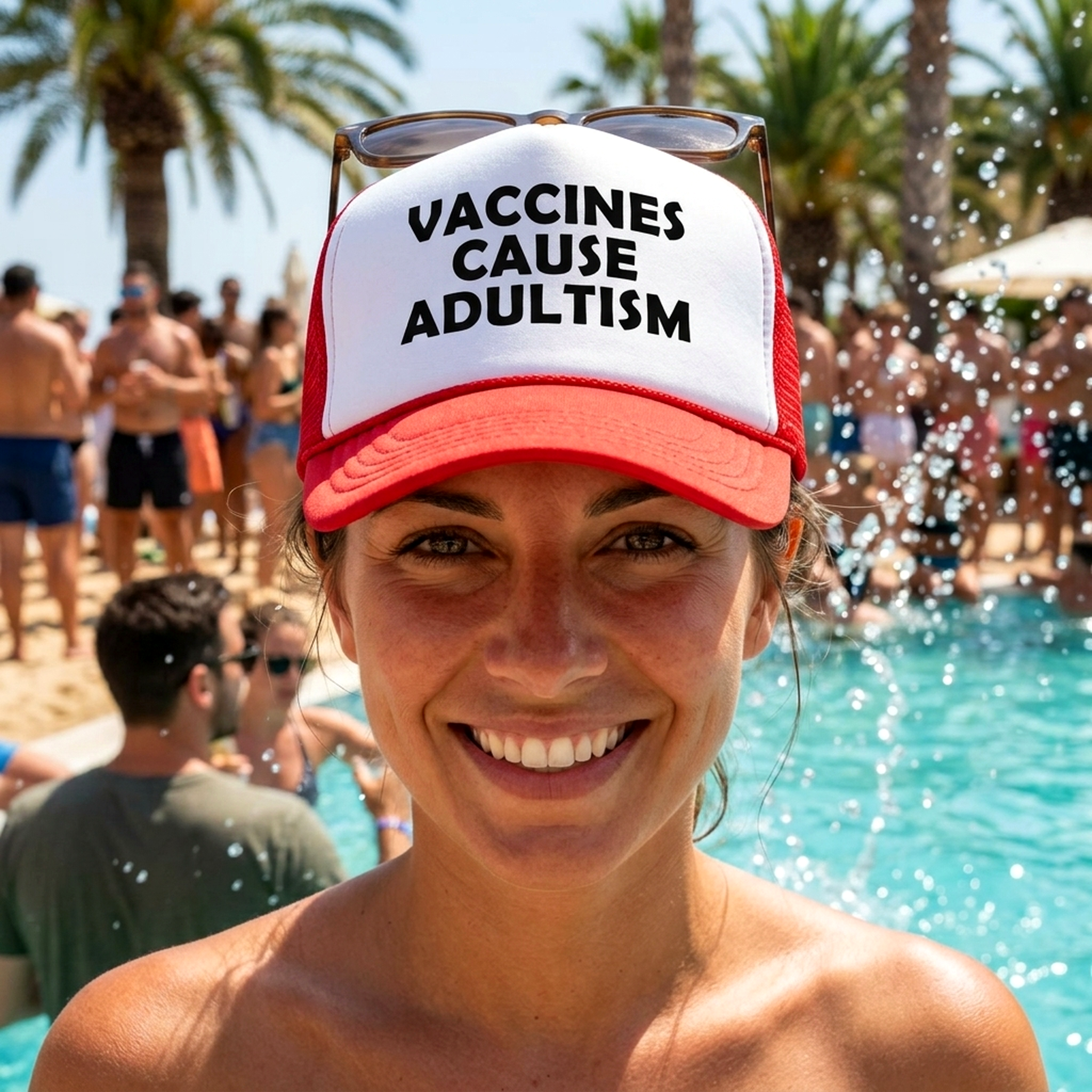 VACCINES CAUSE ADULTISM - Five Panel Retro Style TRUCKER Cap